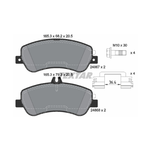 TEXTAR - 2486781 FREN BALATASI 204 ÖN 4 MATIC GLK (DİSKLİ FREN)
